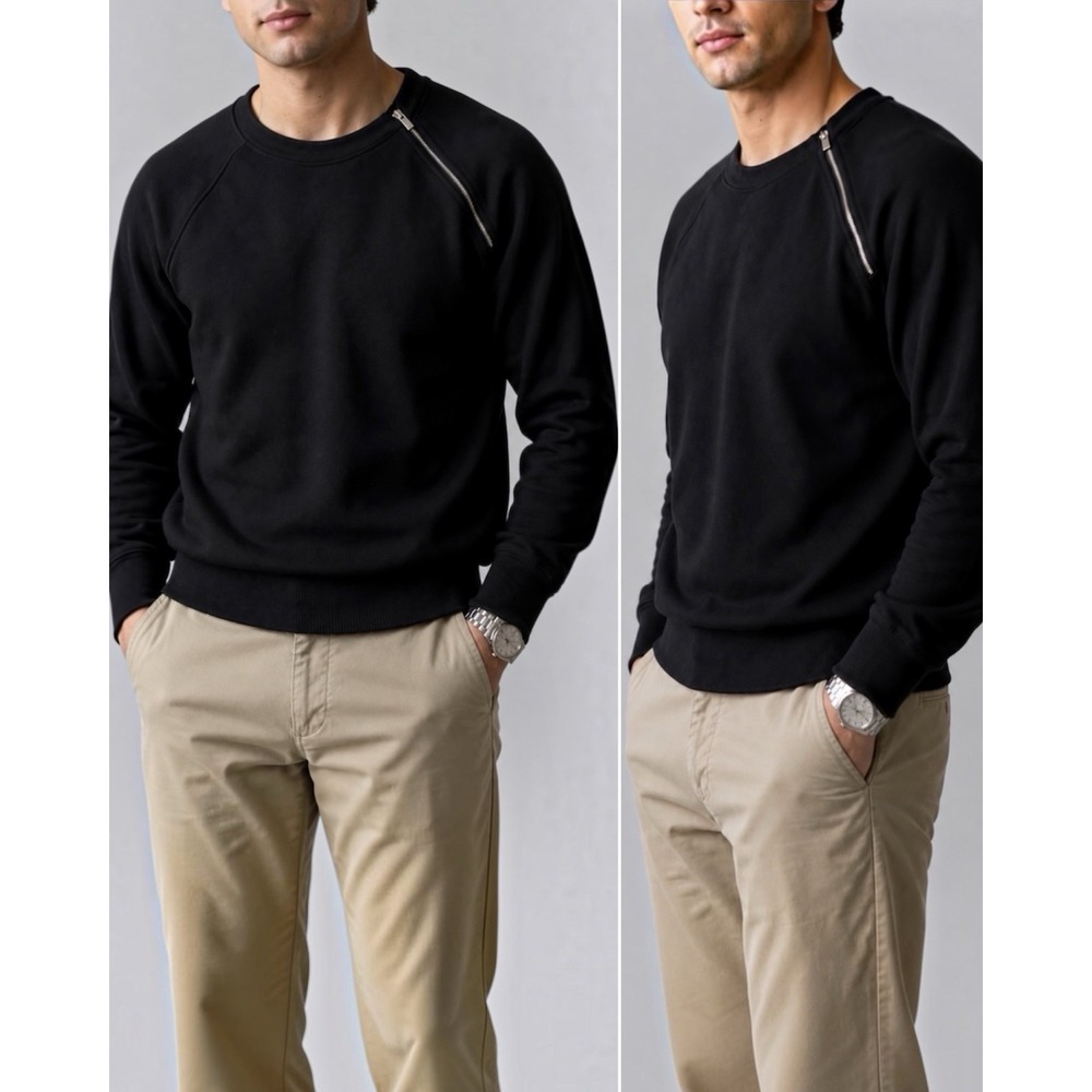 Authentic Dior 863M631ZT904 100% Wool Asymmetric Zip Sweater M Italy